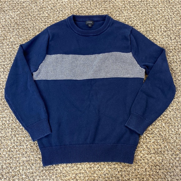 NWOT J.Crew Jacquard Stripe Cotton Crewneck Sweater - Picture 2 of 8